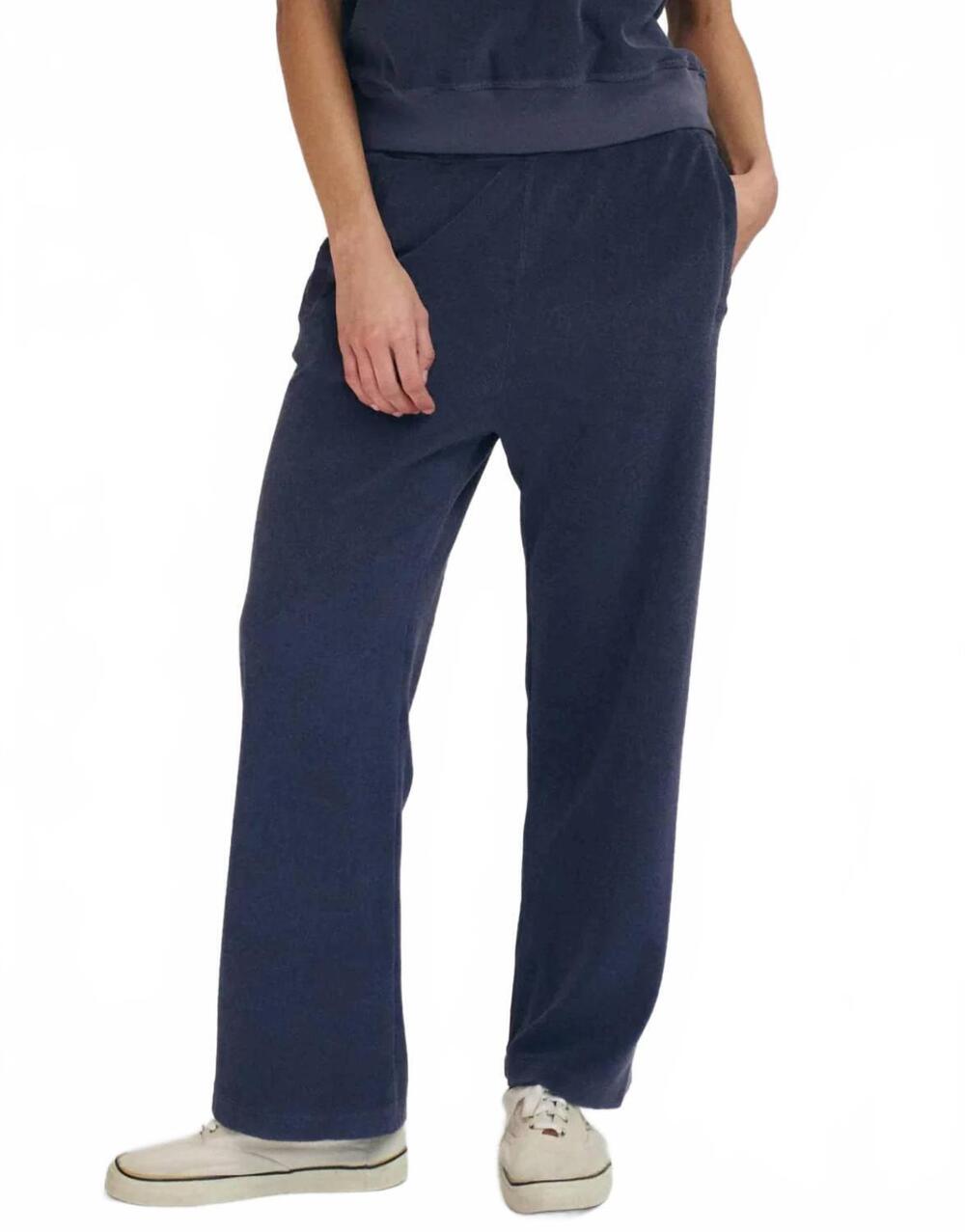NEW THE GREAT. micro terry victory straight leg sweatpants in vintage blue